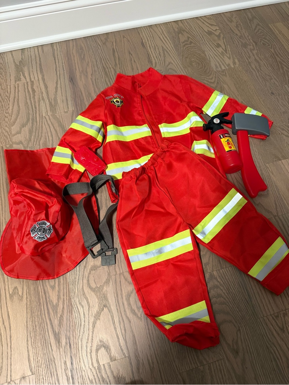 Kids Red Firefighter Costume with Reflective Stripes